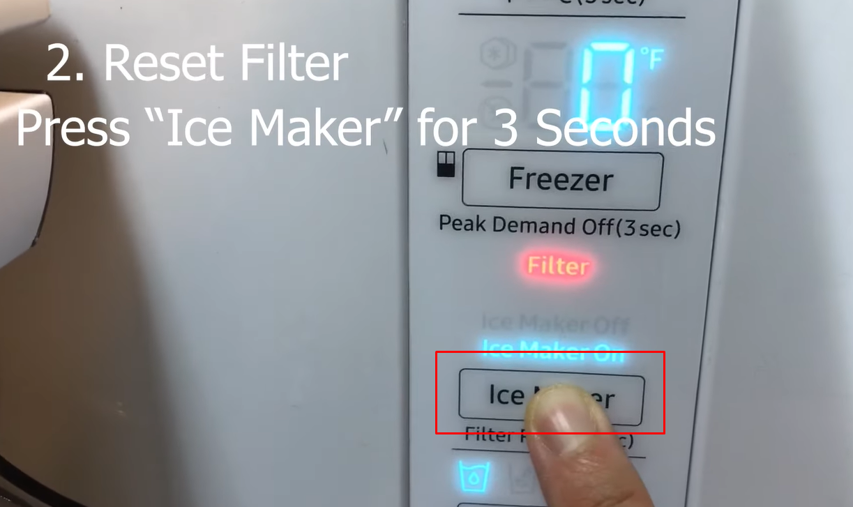 How to reset water filter on samsung fridge